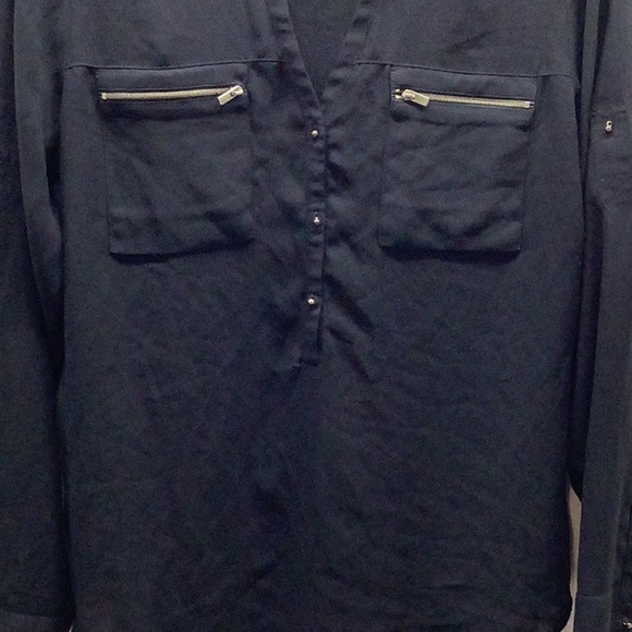 Express Size Small Black Blouse with Zipper Accents Preloved. - Picture 2 of 6